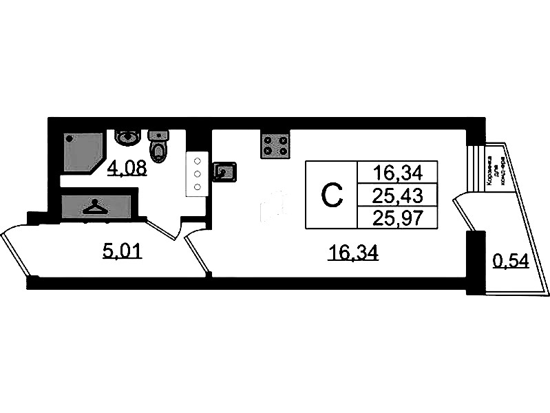Квартира студия 25.97 м², 6/11 эт., ЖК «VEREN NORT Сертолово»